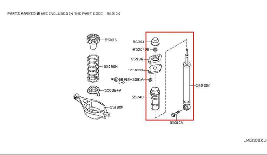 15-17 Infiniti QX50 3.7L AWD RR Right and Left Shock Strut Absorber 56210-5WB1A - Alshned Auto Parts