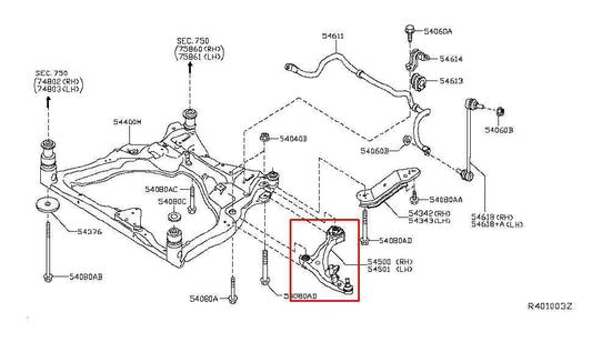 2014-20 Infiniti QX60 FWD Front Right Side Lower Control Arm 54500-3JA0C *ReaD* - Alshned Auto Parts