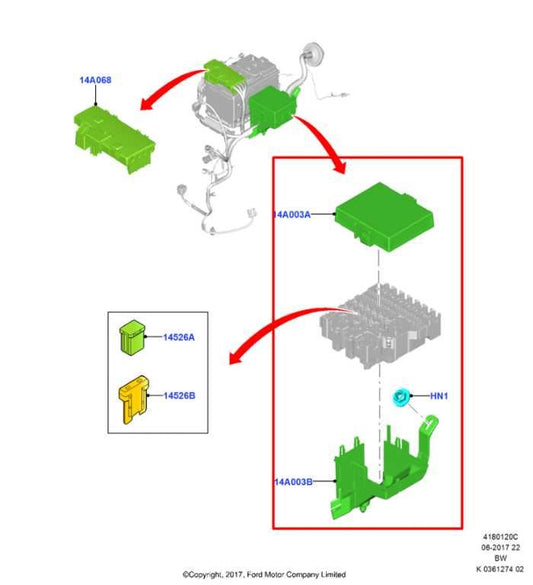 2018-21 Ford EcoSport SE 1.0L FWD Fuse Relay Junction Box w/ Wire Harness *ReaD* - Alshned Auto Parts