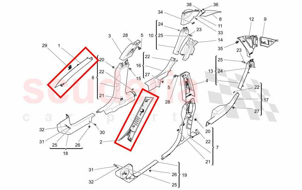 2017-21 Maserati Ghibli Front RH and LH Windshield A Pillar Cover Trim 670071223 - Alshned Auto Parts
