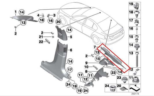 10-15 BMW 750I xDrive Rear Right and Left C-Pillar Trim Cover Panel 51438035916 - Alshned Auto Parts