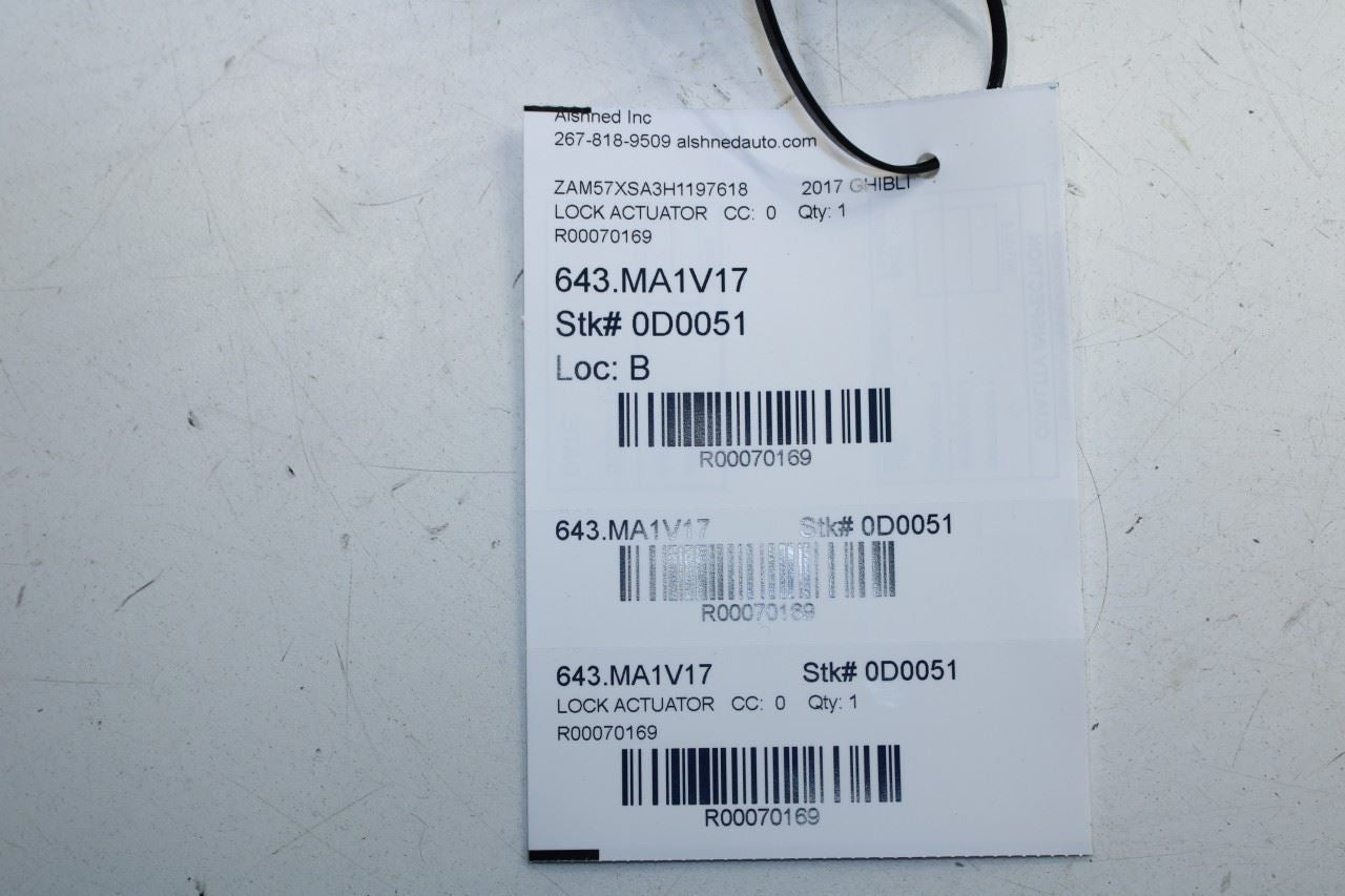 2017-2021 Maserati Ghibli Rear Right Side Door Lock Latch Actuator 670032946 OEM - Alshned Auto Parts