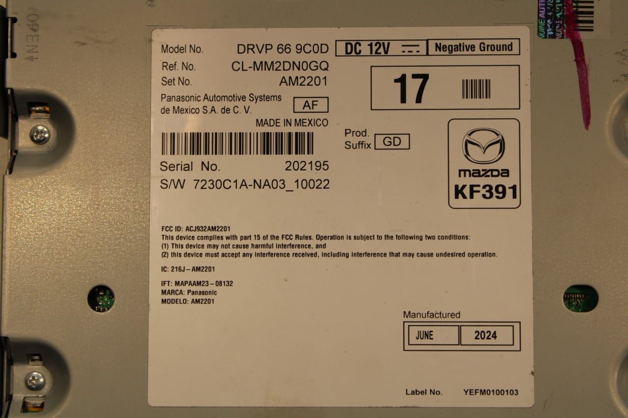 2024-2025 Mazda CX-30 2.5 S Navigation Audio Radio Receiver DRVP-66-9C0D OEM - Alshned Auto Parts