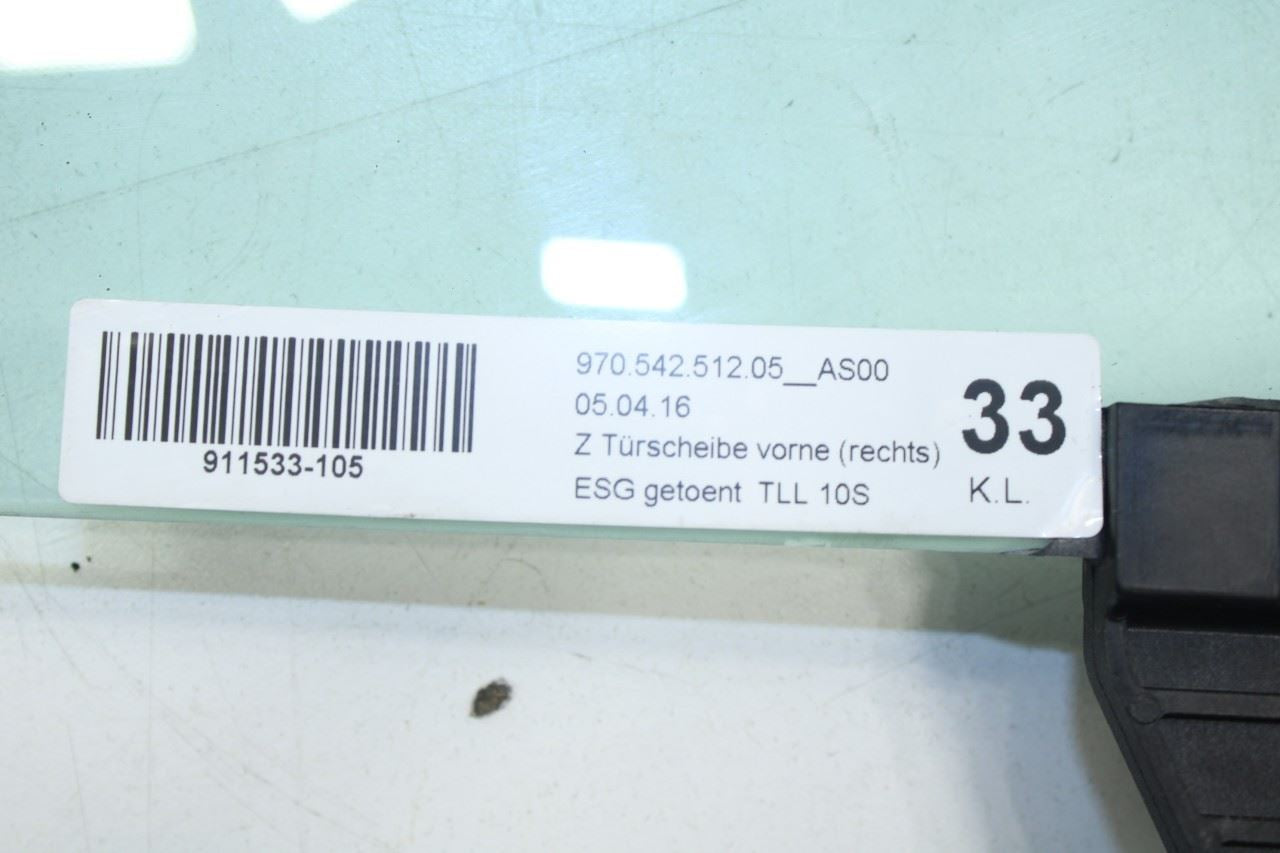 2010-2016 Porsche Panamera 4 3.6L AWD Front Right Door Window Glass 97054251205 - Alshned Auto Parts