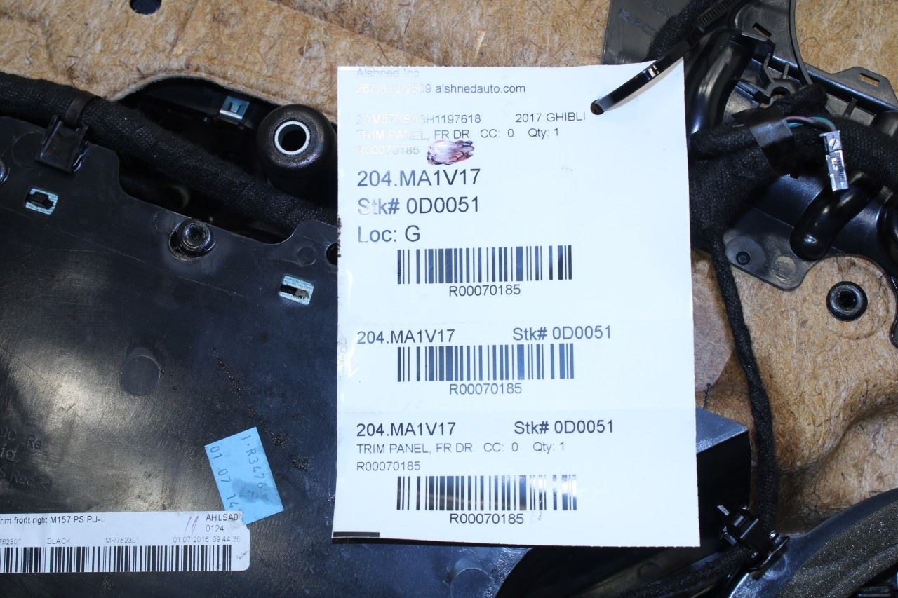 2017-2020 Maserati Ghibli Front Right Passenger Door Trim Panel 670023103 OEM - Alshned Auto Parts