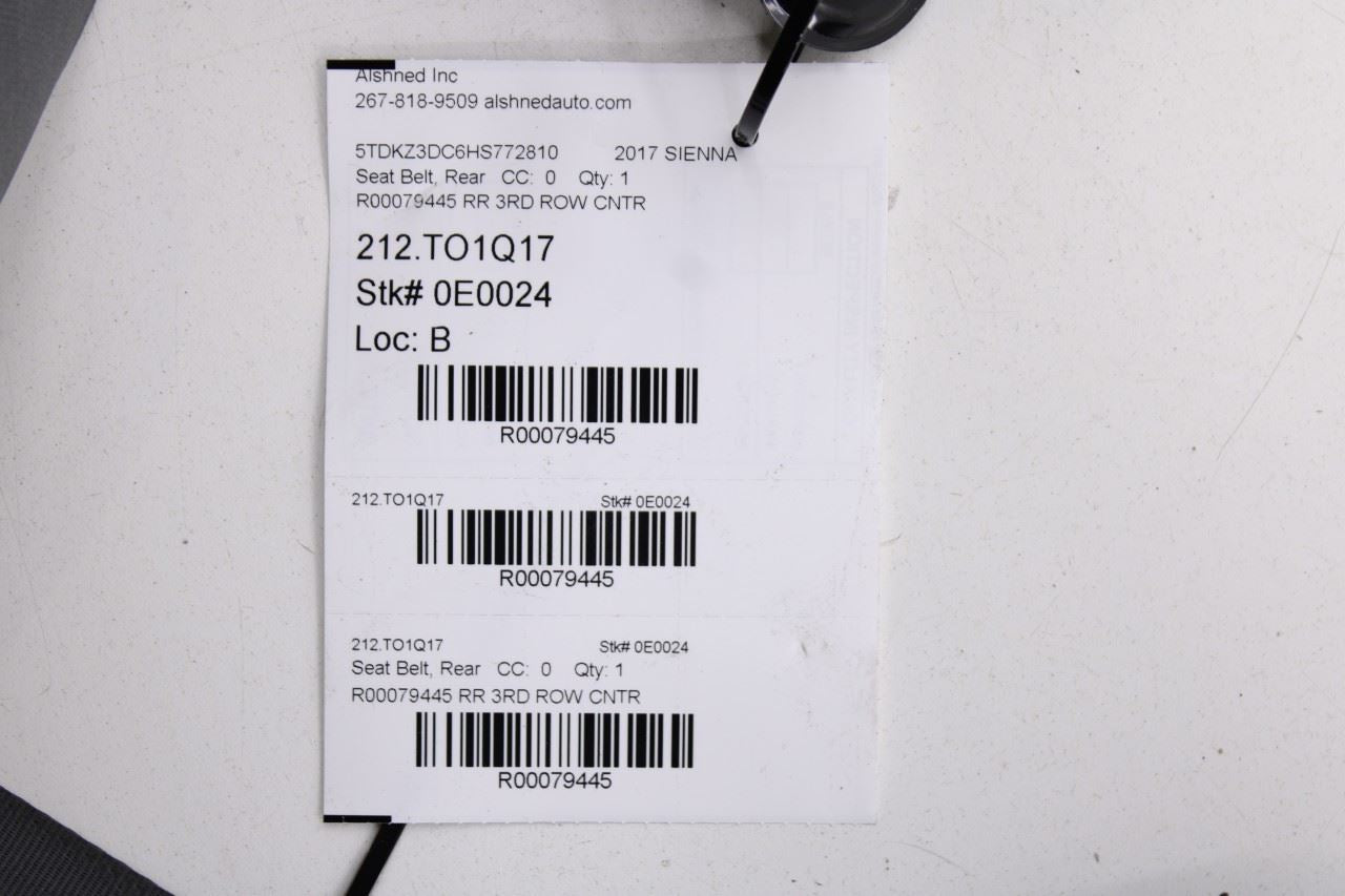 2014-2020 Toyota Sienna LE 3.5L FWD Rear Center 3rd Row Seat Belt Retractor - Alshned Auto Parts