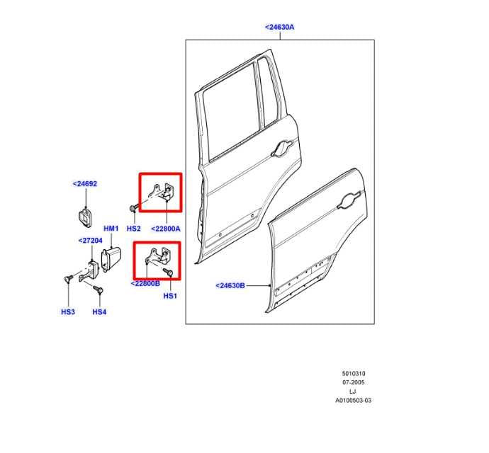 03-12 Land Rover Range Rover Rear Right Door Hinge Upper and Lower BDB760020 OEM - Alshned Auto Parts