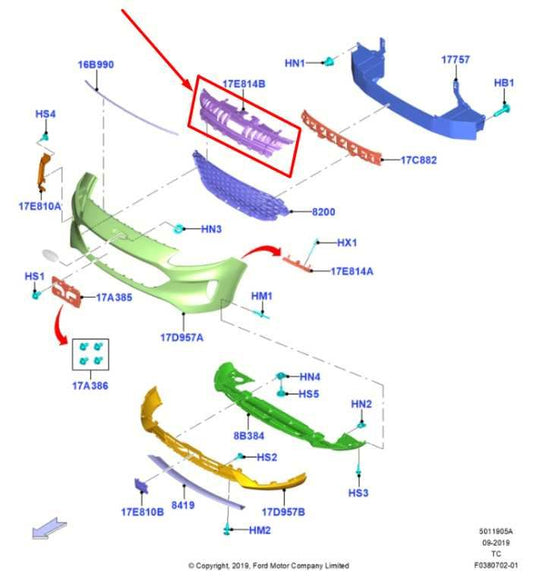 2020-2022 Ford Escape SEL Front Bumper Radiator Grille Reinforcement Bracket - Alshned Auto Parts