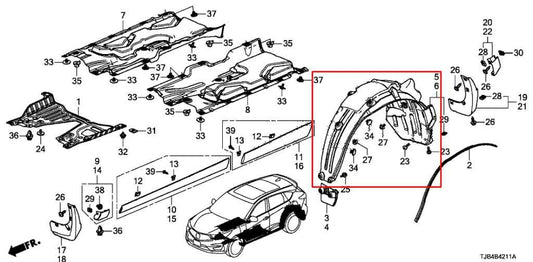 19-25 Acura RDX SH-AWD Rear Right Passenger Side Wheelhouse Liner Splash Shield - Alshned Auto Parts