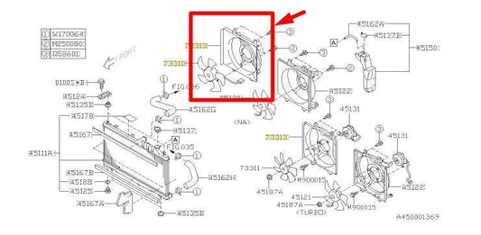 07-14 Subaru Outback 2.5L RH Condenser Cooling Fan Motor Assy 73313AG02C *ReaD* - Alshned Auto Parts