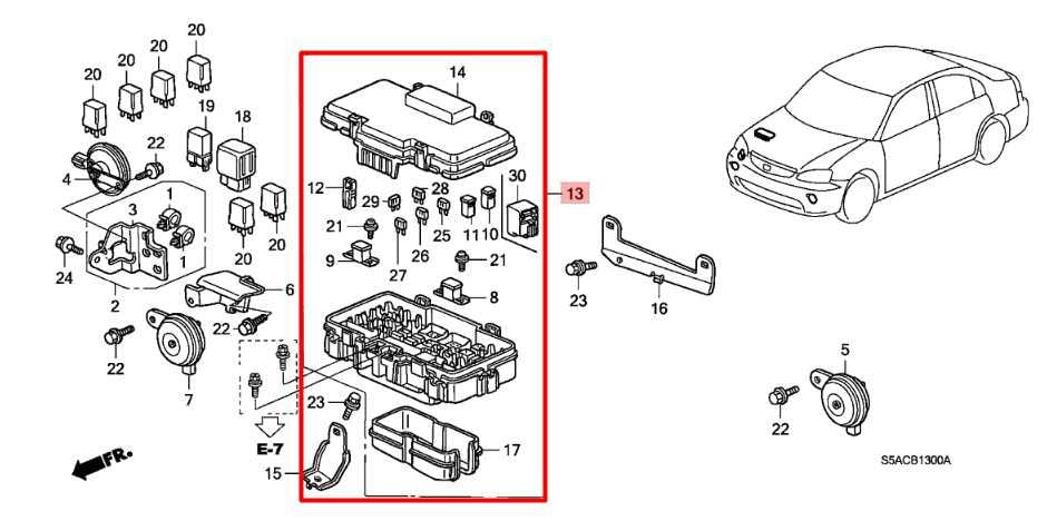 04-05 Honda Civic 1.7L Fuse Box Relay Power Distribution Block 38250-S5A-A13 OEM - Alshned Auto Parts