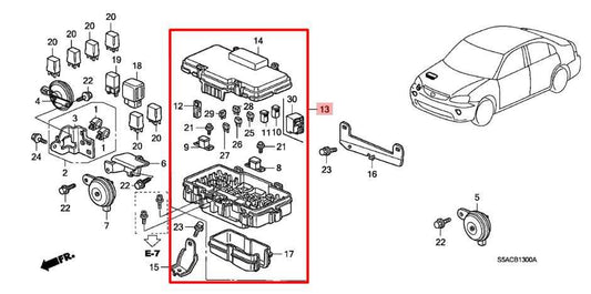 04-05 Honda Civic 1.7L Fuse Box Relay Power Distribution Block 38250-S5A-A13 OEM - Alshned Auto Parts