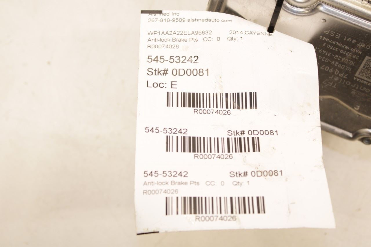 11-2014 Porsche Cayenne Platinum 3.6L ABS Anti Lock Brake Pump Module 7P0907379P - Alshned Auto Parts