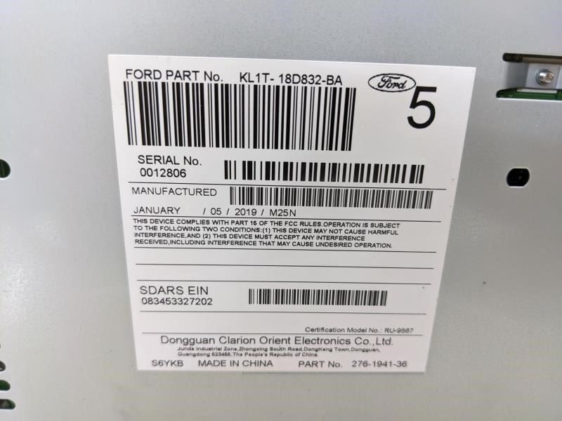 2019 Ford Expedition Clarion Audio Radio Receiver KL1T-18D832-BA OEM - Alshned Auto Parts