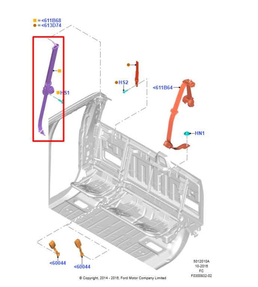 15-17 Ford F150 Super Cab 5.0L Rear RH Side Seat Belt Retractor FL3B-16611B68-AG - Alshned Auto Parts