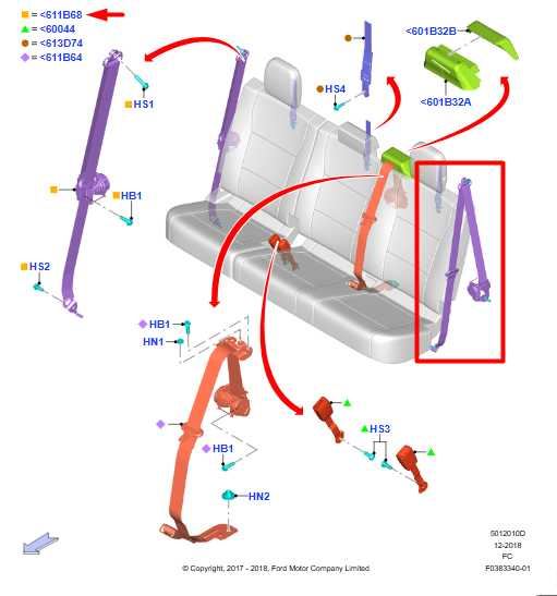 2018-20 Ford F150 XL Rear Left 2nd Row Seat Belt Retractor JL3Z-16611B68-AC OEM - Alshned Auto Parts