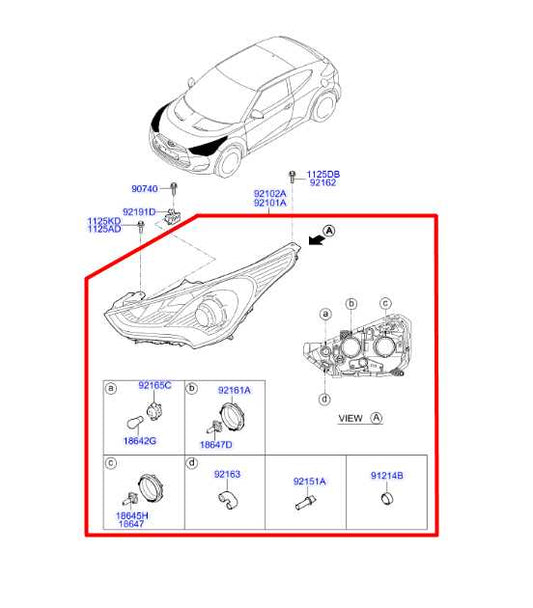 2011-2017 Hyundai Veloster 1.6L FWD Front Driver Left Side Headlight Lamp *ReaD* - Alshned Auto Parts
