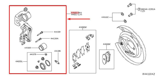 2019-2020 Infiniti QX60 Rear Right Side Brake Disc Caliper 44001-1AA0A OEM - Alshned Auto Parts