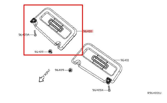 2012-2021 Nissan NV 1500 S Front Passenger Right Side Sun Visor 96400-1PA0A OEM - Alshned Auto Parts