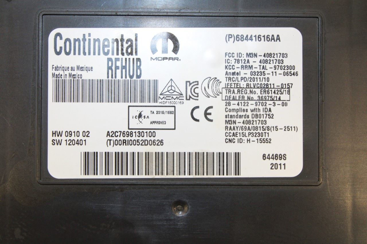 2020-2022 Dodge Charger GT AWD Keyless Entry Hub Receiver Module 68441616AA OEM - Alshned Auto Parts