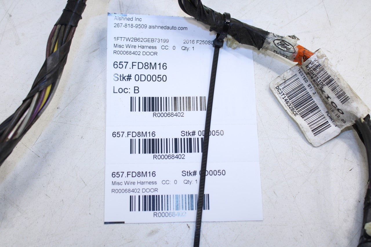 2013-2016 Ford F250 Lariat Crew Cab Rear Right Door Wire Harness DC3T-14632-BCE - Alshned Auto Parts