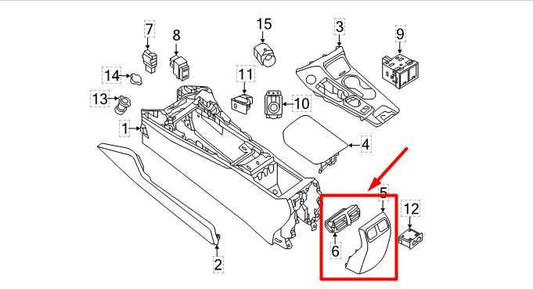 2016-21 Nissan Maxima Center Console RR Back Panel Trim w/ Air Vent 96930-4RA0A - Alshned Auto Parts