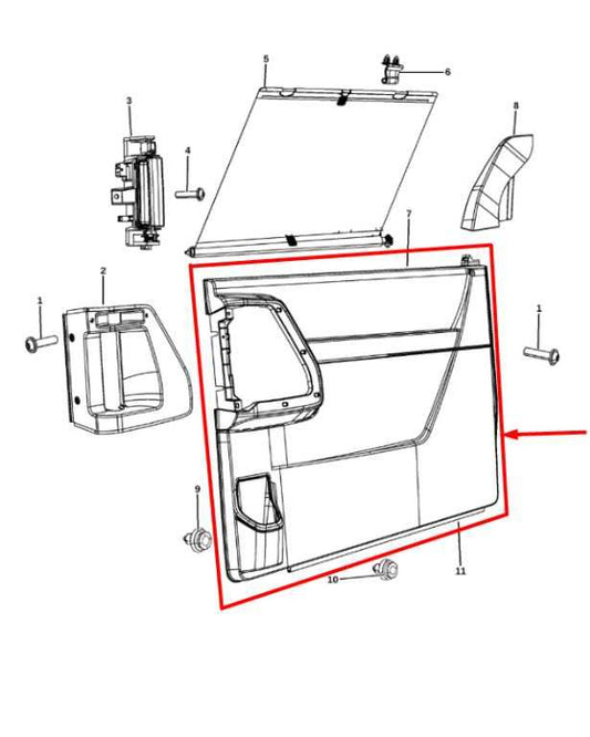 16-20 Dodge Grand Caravan GT Rear Right Side Sliding Door Trim Panel 1UW06DX9AA - Alshned Auto Parts