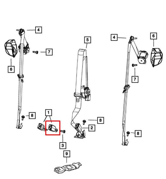 11-18 Jeep Grand Cherokee Rear LH or RH 2nd Row Seat Belt Buckle 1LW83DX9AD OEM - Alshned Auto Parts
