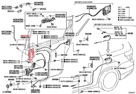 2015-2018 Toyota Sienna Rear Right Sliding Door Interior Handle 69070-08050-B0 - Alshned Auto Parts