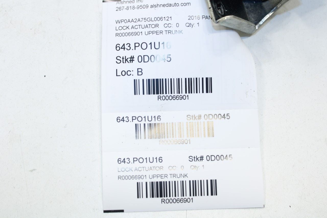 10-16 Porsche Panamera 4 Rear Trunk Deck Lid Lock Latch Actuator 970-512-053-05 - Alshned Auto Parts