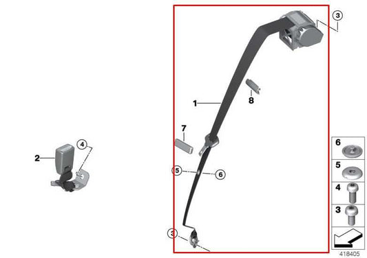 17-20 BMW 430i xDrive AWD Rear Passenger Right Side 2nd Row Seat Belt Retractor - Alshned Auto Parts