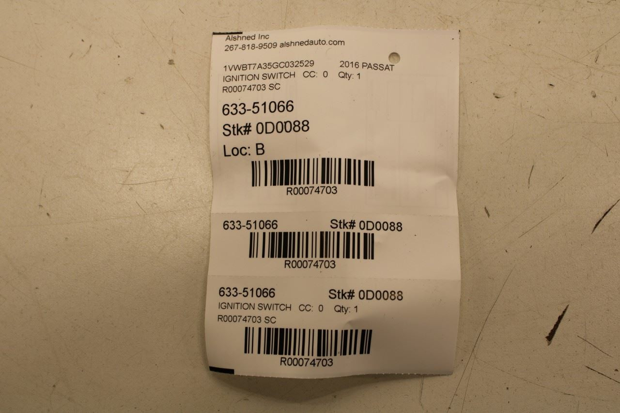 12-21 Volkswagen Passat SE Ignition Switch Lock Cylinder w/ Fob Key Transmitter - Alshned Auto Parts
