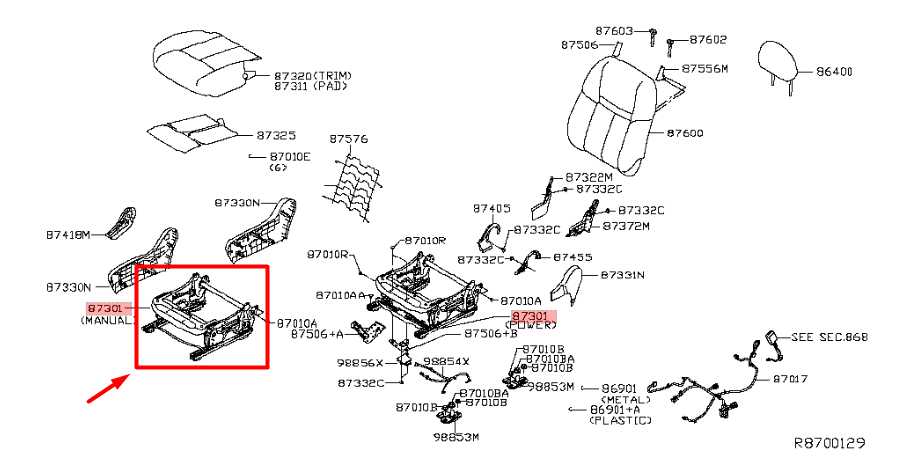 2014-20 Nissan Rogue SV Front Right Side Lower Seat Track Frame 87301-4BC0A OEM - Alshned Auto Parts