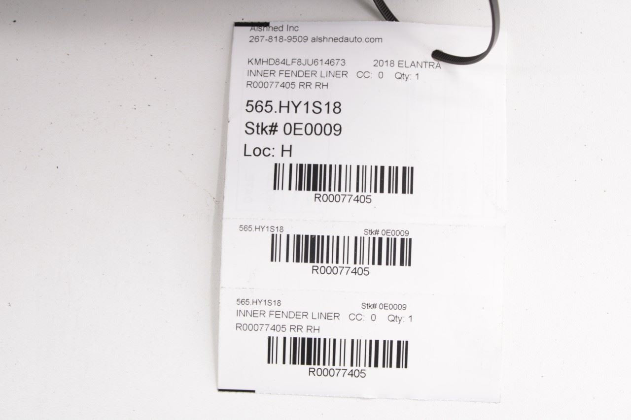 2016-18 Hyundai Elantra Value Edition Rear Right Wheelhouse Liner Splash Shield - Alshned Auto Parts