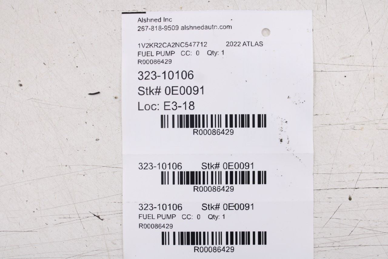 2018-2025 Volkswagen Atlas SE 3.6L In Tank Fuel Pump Assembly 3QF919051E OEM - Alshned Auto Parts