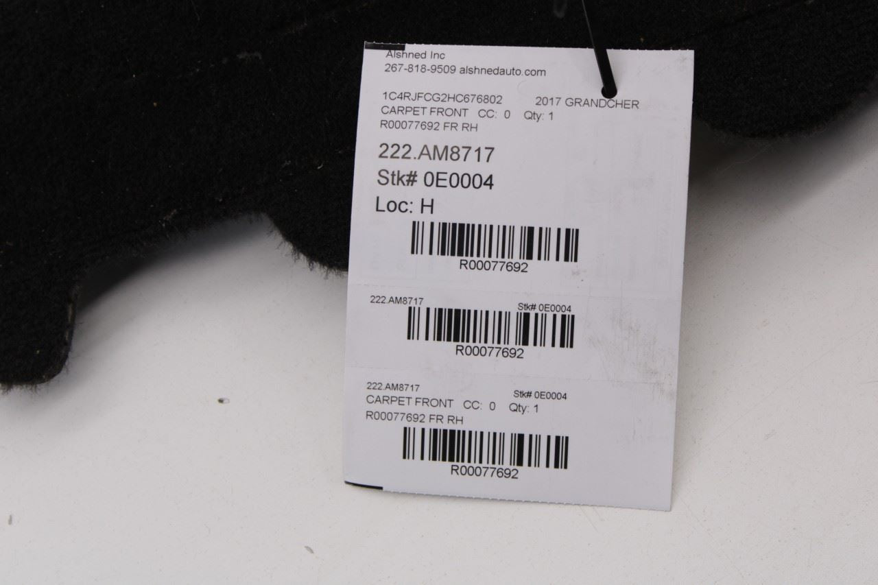 16-21 Jeep Grand Cherokee Overland Front RH Side Interior Floor Carpet Liner Mat - Alshned Auto Parts