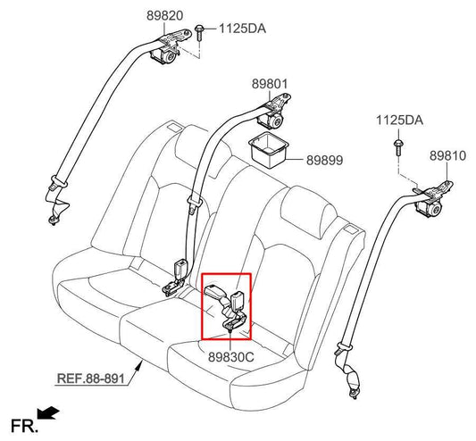 2016-2020 Kia Optima LX 2.4L FWD Rear Driver Left Side 2nd Row Seat Belt Buckle - Alshned Auto Parts
