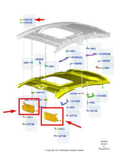 2013-2015 Ford Fusion FR RH Sun Visor w/ Illuminated Mirror DS7Z-5404104-XB OEM - Alshned Auto Parts