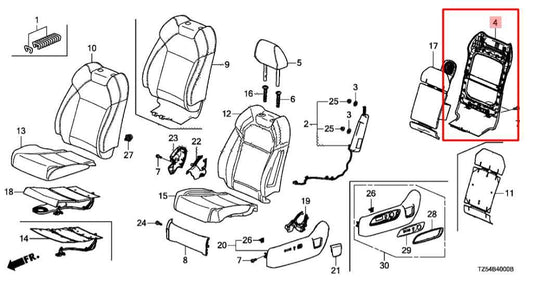 2014-20 Acura MDX Advance Front Driver Left Side Seat Back Panel 81129-TZ5-A61ZC - Alshned Auto Parts