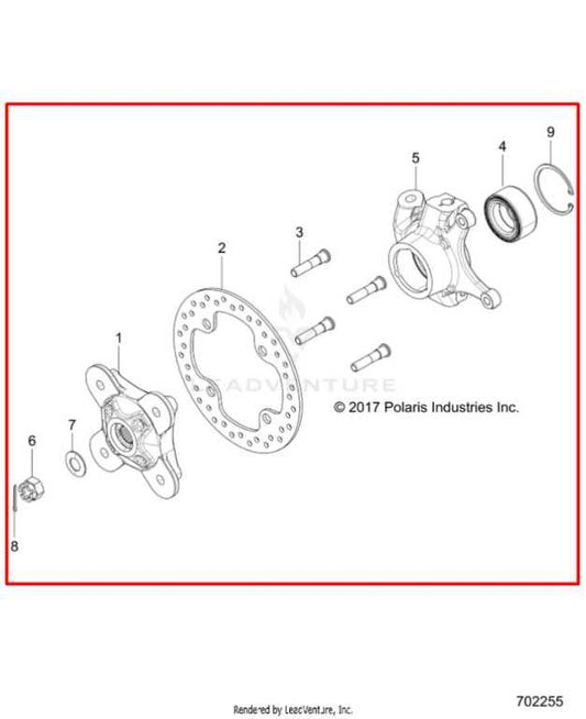 2015-23 Polaris RZR XP 1000 Front Left Side Spindle Knuckle Hub w/ Brake Caliper - Alshned Auto Parts