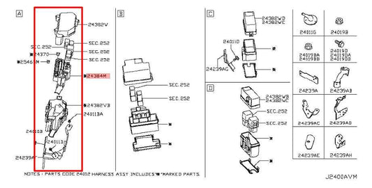 14-23 Infiniti Q50 Luxe 3.0L Engine Bay Fuse Relay Junction Box 24382-4GA0A OEM - Alshned Auto Parts