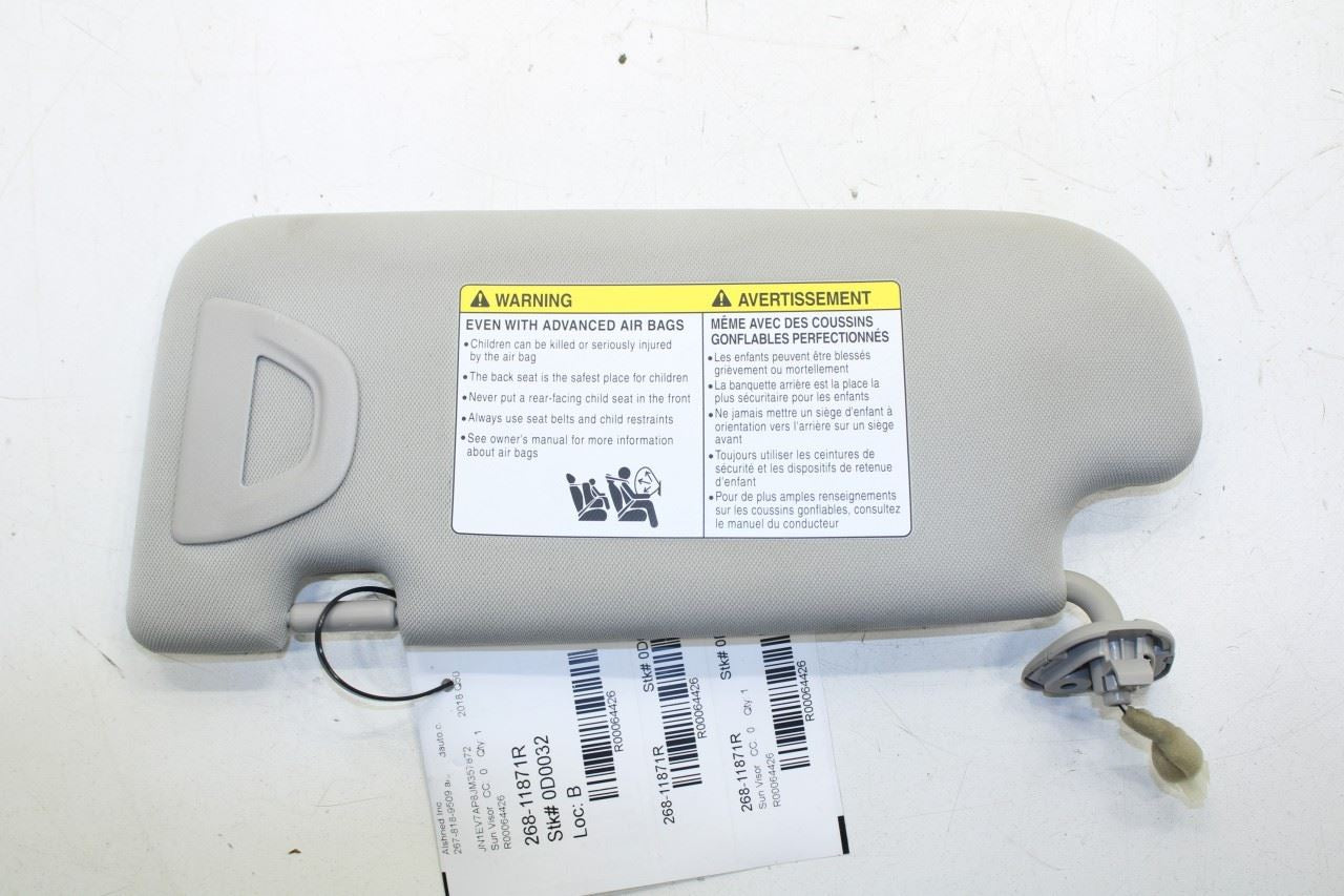 2014-23 Infiniti Q50 Luxe RWD Front Right Side Sun Visor w/ Illuminated Mirror - Alshned Auto Parts