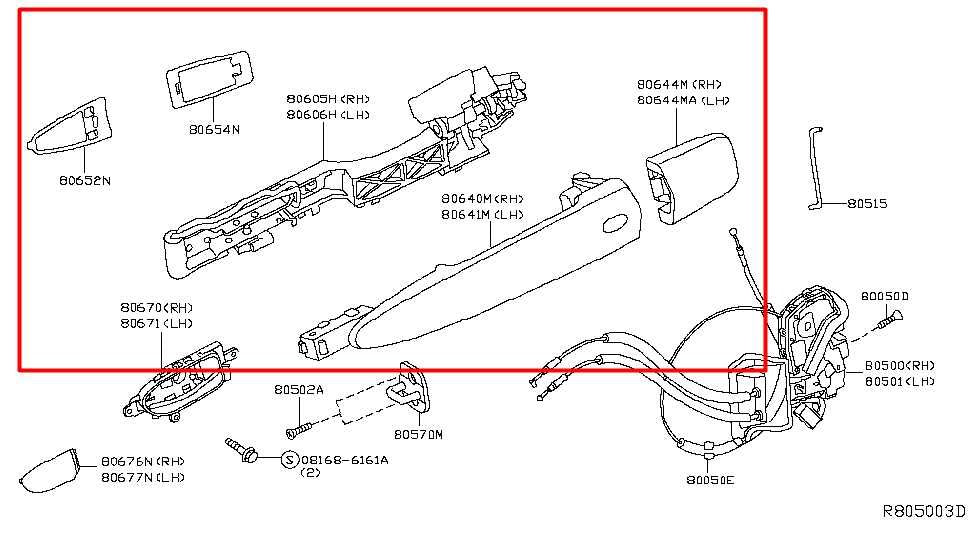 14-20 Infiniti QX60 3.5L Front Driver Left Side Door Exterior Handle 80641-3JA0B1