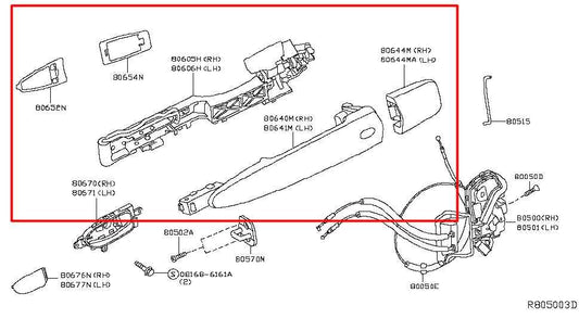 14-20 Infiniti QX60 3.5L Front Driver Left Side Door Exterior Handle 80641-3JA0B - Alshned Auto Parts