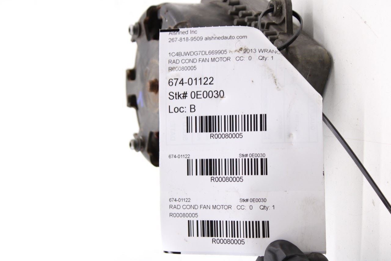 2012-18 Jeep Wrangler Unlimited Sport 3.6L Radiator Cooling Fan Motor 68143894AB - Alshned Auto Parts