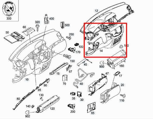 07-13 Mercedes-Benz S550 Dash Front Left Lower Knee Panel w/ Switches 2215450814 - Alshned Auto Parts
