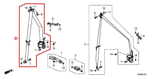 2014-20 Acura MDX Advance Rear Passenger Right Side 3rd Row Seat Belt Retractor - Alshned Auto Parts