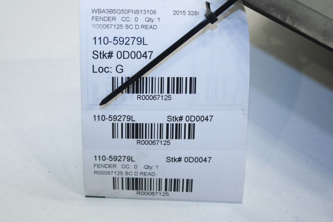 13-16 BMW 328i xDrive SULEV Front Left Side Fender Panel 41007438439 OEM *ReaD* - Alshned Auto Parts