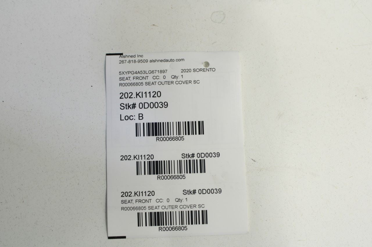 2016-20 Kia Sorento LX Front Left Side Seat Outer Trim Cover Panel 88191-C6050WK - Alshned Auto Parts