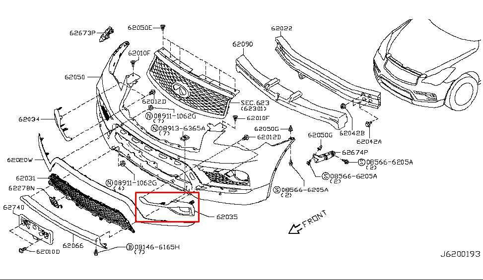 2015-2017 Infiniti QX50 Front Left Driver Side Fog Light Bezel 62257-5UA0A OEM - Alshned Auto Parts